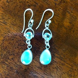 Pretty silver earrings with chalcedony and topaz